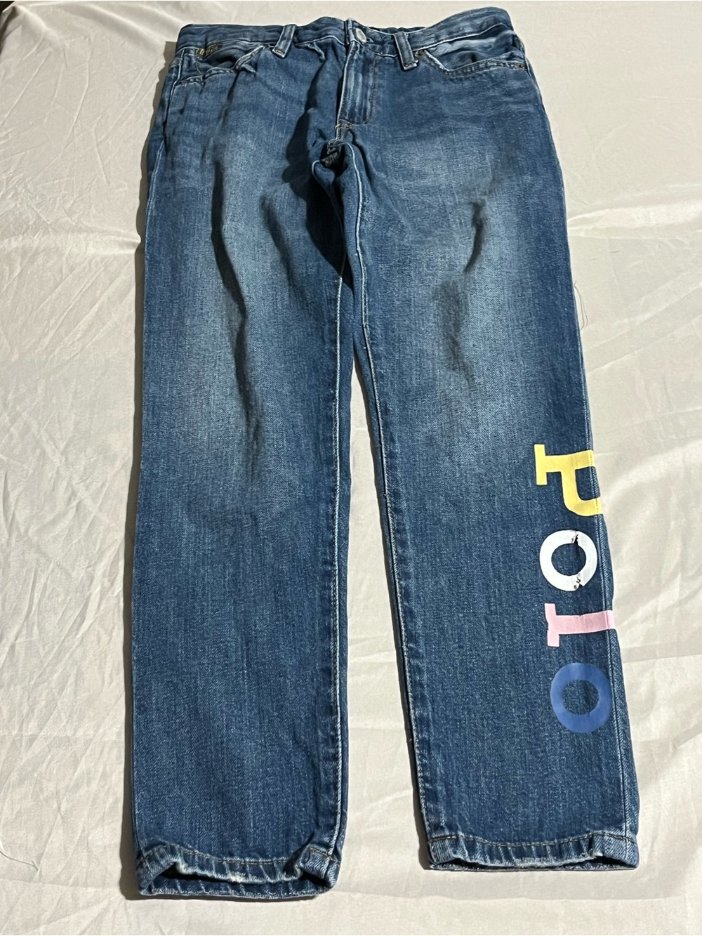 Polo by Ralph Lauren Blue Jeans with Multicolor Logo Girls Size 12